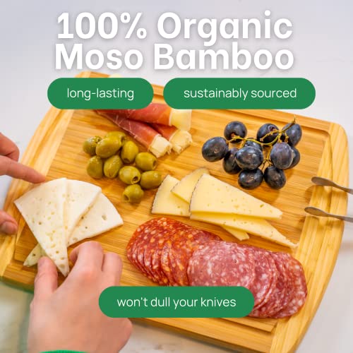 12 Inch Small Bamboo Cutting Board with Lifetime Replacements (Two-Tone / 12"L x 9"W)