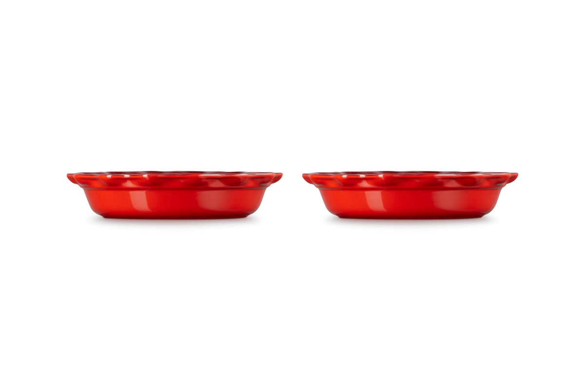 Stoneware Set of 2 Heritage Fluted Pie Dish (Cerise)