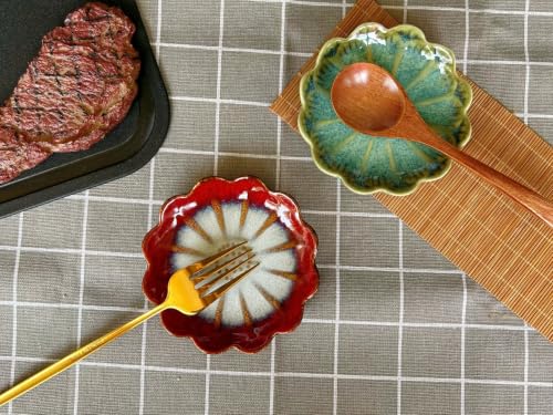 Ceramic Spoon Rest for Stove Top (Retro, Burgundy Red)