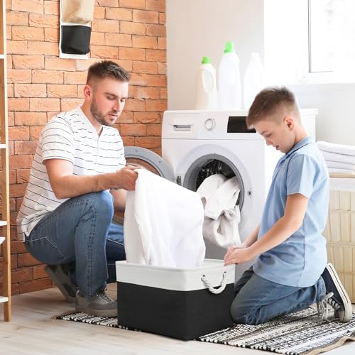 Storage Basket for Gifts Empty (White & Black / 3PCS/Large Cube - 16L×12W×12H)