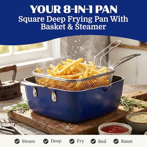 Ceraluxe 20Pc Pots and Pans Set Non Stick Ceramic Cookware Set (Blue Speckle)