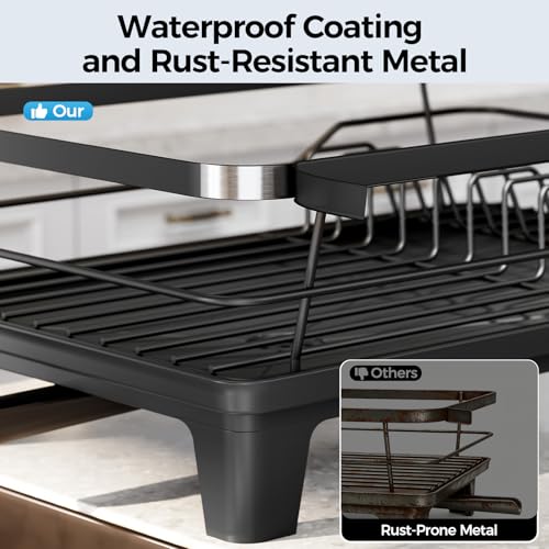 Urakify Dish Drying Rack for Kitchen Counter (Black)