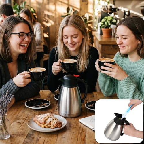 2 Pcs 34 oz Stainless Steel Thermal Coffee Carafe (Silver / 34 oz)