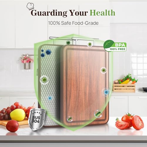Double Sided Stainless Steel and Ebony Cutting Board