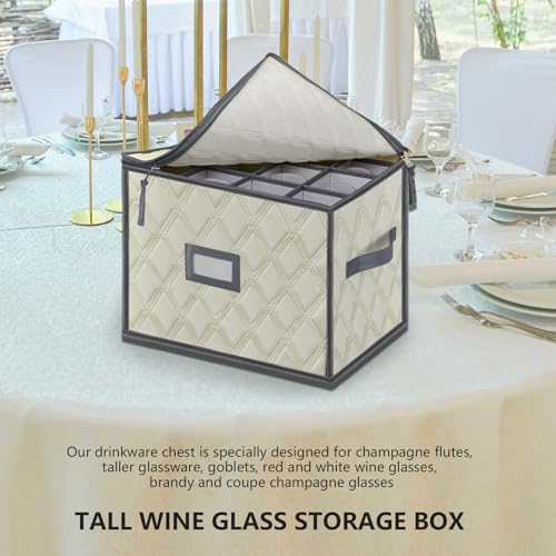 Champagne Flute Storage Box (Beige / 1 Pack Champagne Wine Glass Storage Box)