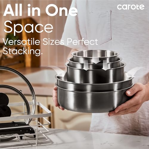 15pcs Tri Ply Stainless Steel Cookware Set with Detachable Handle (Silver / 15 pieces)