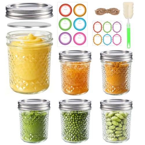 6 oz Glass Mason Jars (6oz-6pcs-D)