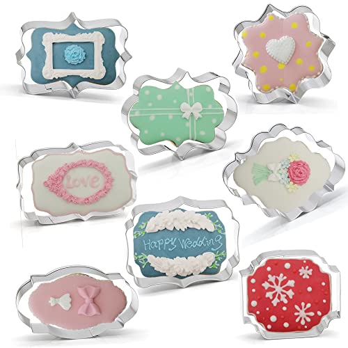 Fancy Plaque Frame Shaped Cookie Cutters Set Stainless Steel 8Pcs