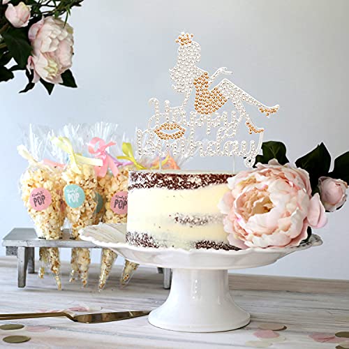 Happy Birthday Crown Queen High Heel Rhinestone Cake Topper