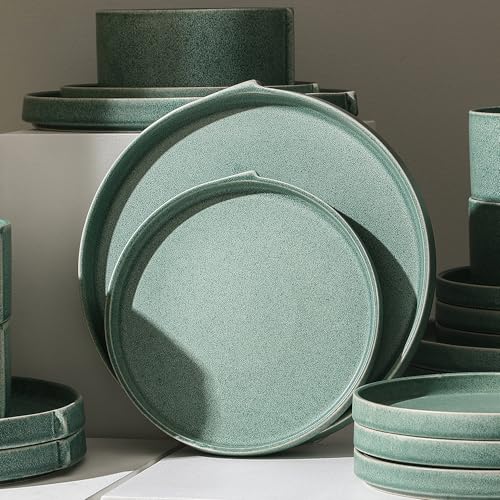 Bao 4 Piece Dinner Plate Set Stoneware (Green / 4-Piece - Dinner Plate)