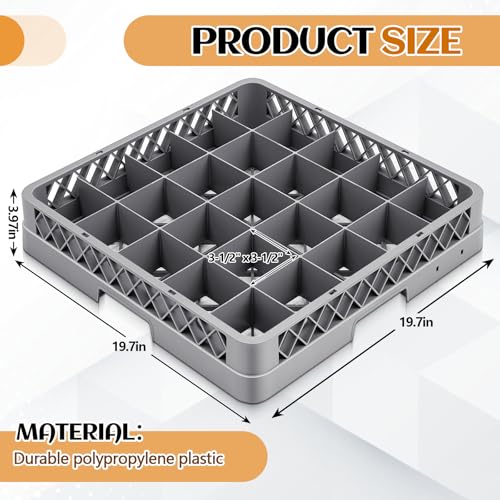 1 Pack Commercial Dishwasher Tray Rack (Gray / 25 Grid)