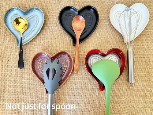 Ceramic Spoon Rest for Stove Top (Retro Red)
