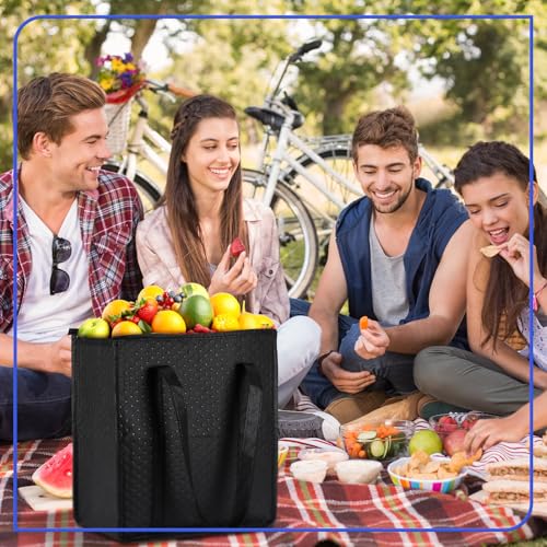 4 Pcs Insulated Grocery Bags Reusable (Royal Blue, Black)