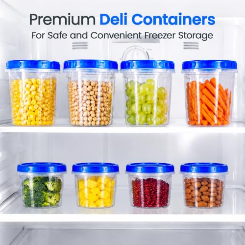Freezer Storage Containers with Lids (24 PACK - 16/32 OZ - BLUE)