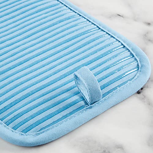 Quilted Cotton Terry Cloth Oven Mitt (Blue Velvet)