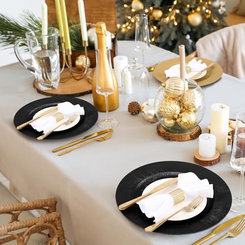12 Pcs 13 Inch Black Charger Plates (Modern Style / Black)