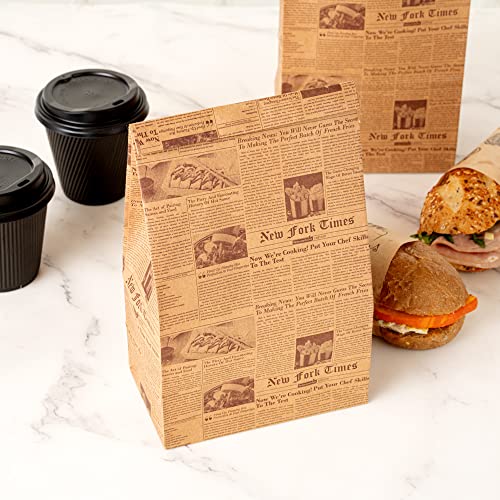Bag Tek 6 Lb Disposable Lunch Bags 100 Sturdy Take Out Bags (6 lb / Kraft Newsprint)