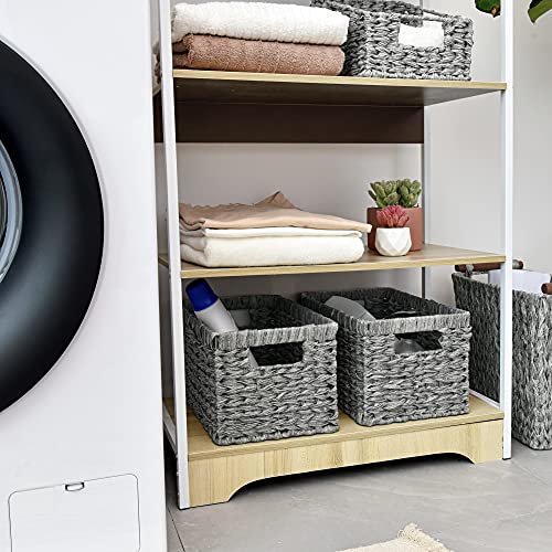 Wicker Storage Baskets for Organizing (Gray / 13"L x 8¼"W x 7"H)