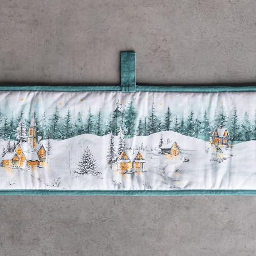 Double Oven Mitts 100% Cotton Double Oven Glove (126 - Neige De Noel / 7" x 35" (Double Oven Mitt))