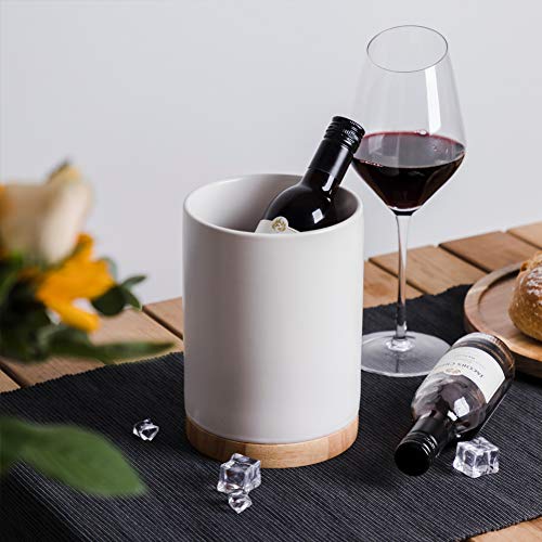 Sweejar Kitchen Utensil Holder with Wooden Bottom (6.7 Inch / White)