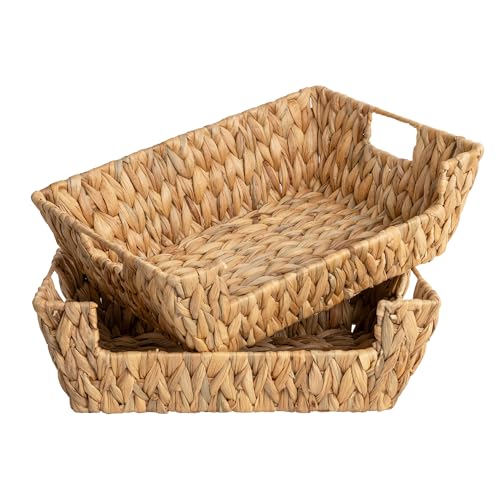 Pantry Baskets for Organizing (Natural(Water Hyacinth) / 16 ½"L x 12 ½"W x 5"H)