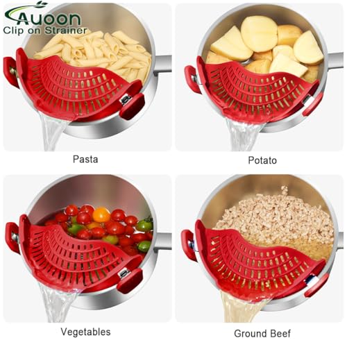 Pot Strainer Clip on Silicone (Red / Large 10.45 x 4.33 in)