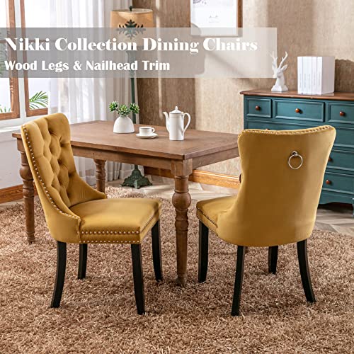 Gold Velvet Dining Chairs Set of 2 (Glod)