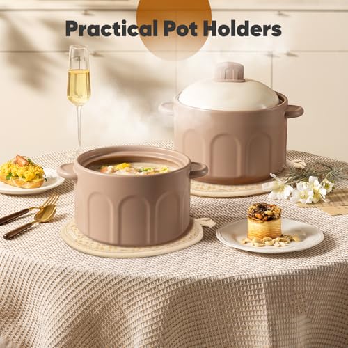 Oven Mitts and Pot Holders 4 Sets (Beige)