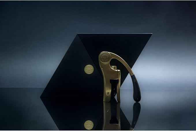 L’Atelier du Vin Geometry Lever Corkscrew Set - Oeno Motion Gold Luxury Wine Bottle Opener with Premium Gift Box Hand Made for Wine Tasting, Sommelier, Bartenders, Wine Accessories Designed In France
