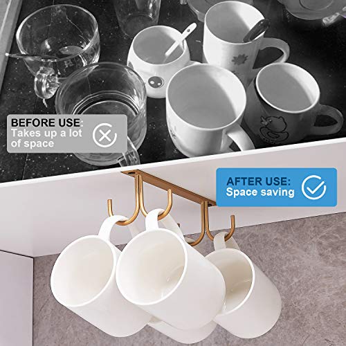Mug Rack Under Cabinet (Gold / 2 Pack)