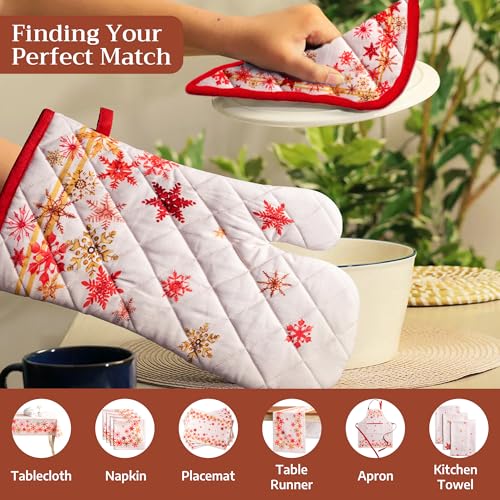 100% Cotton Oven Mitt & Pot Holder Set (082 - Crystal Star / 7.5" x 13" & 8" x 8" (Oven Mitt & Pot Holder))