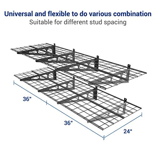 WR26B SBA 2' x 6' Wall Shelf Garage Storage Rack (2 pack-24x72 inches / Black)