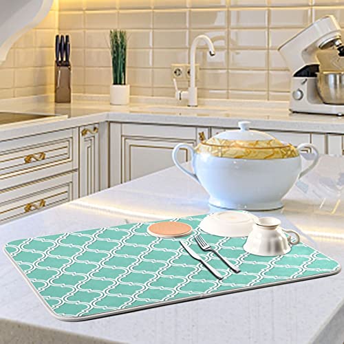 Super Absorbent Dish Drying Mat (Seamless Moroccan Pattern / 18" x 24")