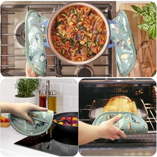 Pot Holders with Transparent Clear Silicone Shell and Nice Duck Flower (Potholders / Wathet Blue)