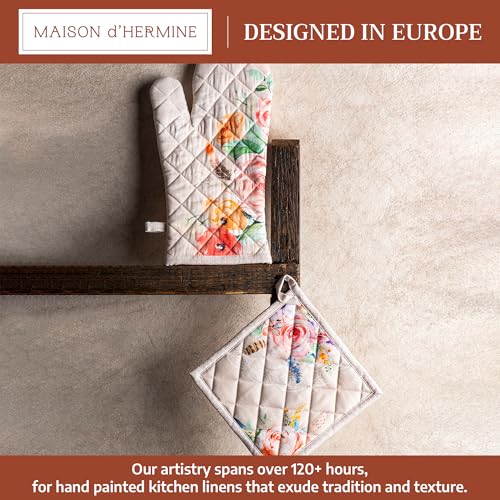 100% Cotton Oven Mitt & Pot Holder Set (065 - Ibiza - Beige / 7.5" x 13" & 8" x 8" (Oven Mitt & Pot Holder))