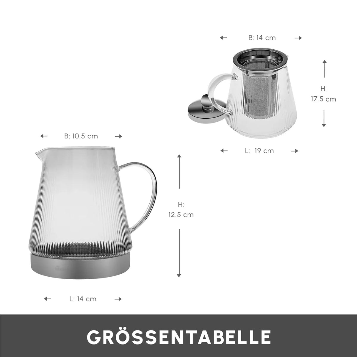 Keops Turkish Small Teapot with Infuser and Lid (Medium / Crystal Clear)