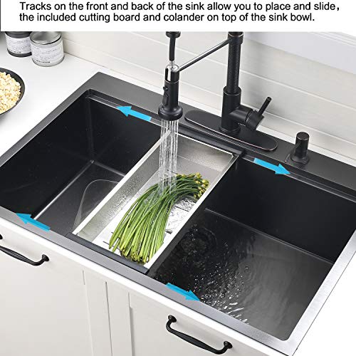 30 Inch Black Drop in Kitchen Sink (30"x 18" x 10" / Black)