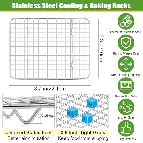 8.7"x6.3" Stainless Steel Mini Cooling Rack Set Fit 9x7 Sheet Pan (8.7" x 6.3")
