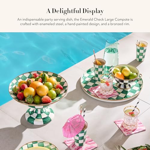 Enamel Compote (Large / Emerald Check)