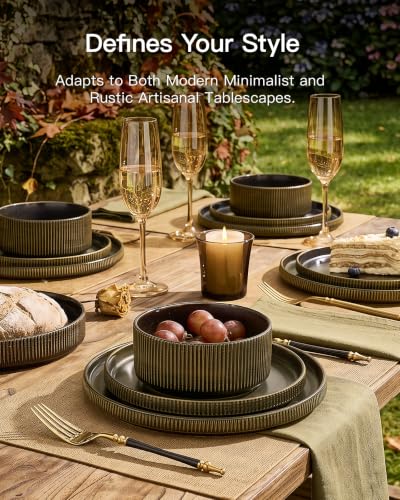 Dinnerware Set for 6 (Black/Gold)