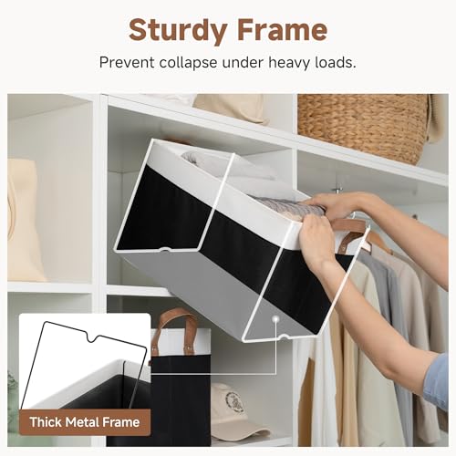 Closet Storage Bins (Black and White / 16 ½" L x 12" W x 10 ¼" H)