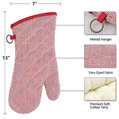 Yarn Dyed Oven Mitts 1 Pair (Oven Mitts - Red 2)