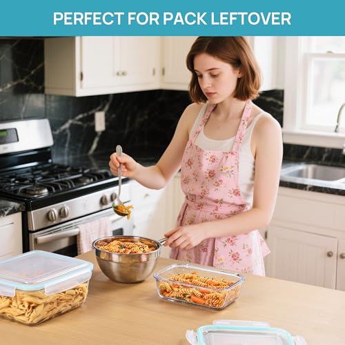 Large Glass Food Storage Containers with Lids (2pack 122oz+50oz)