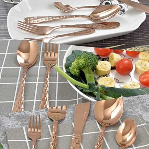Hammered Silverware Set 20 (Rose Gold)