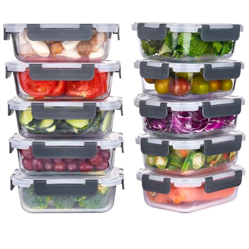 10 Pack 22 oz Glass Meal Prep Containers