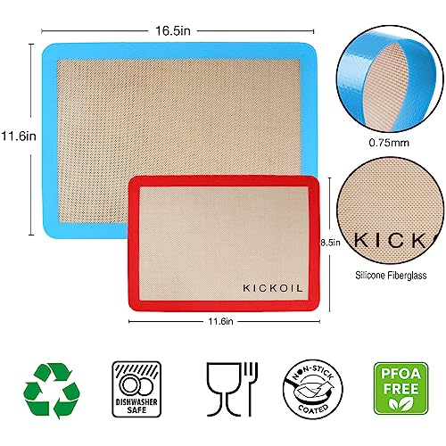 Silicone Baking Mats Set of 3 (2 Half Sheet + 1 Quarter Sheet)
