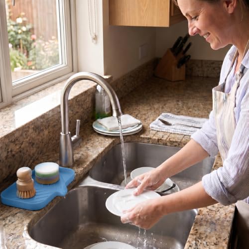 Silicone Soap Dish with Drain Spout (Lichen Blue / M(9.6"×5.3"))