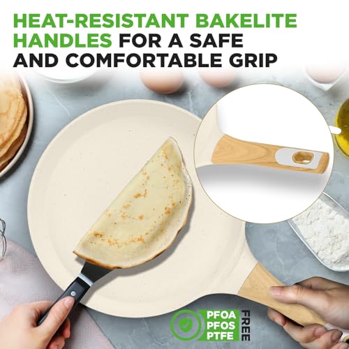 11” Non Stick Crepe Pan with Wooden Spreader (Cream / 11")