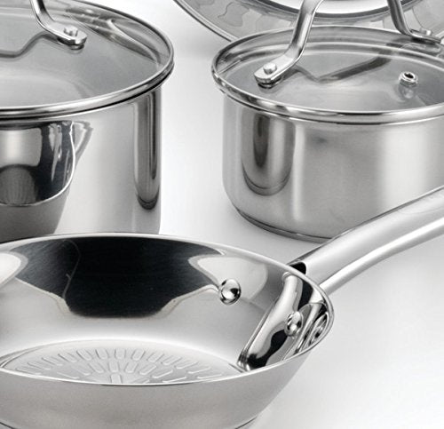 Performa Stainless Steel Cookware Set 12 Piece Induction Oven Broiler Safe 500F Pots and Pans (Stainless Steel Handle)