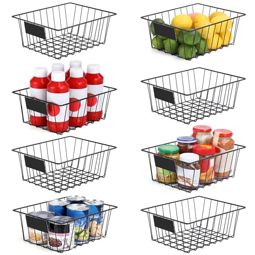 8 Pack Wire Storage Baskets for Organizing with Removable Tags (Small-8 Pack)